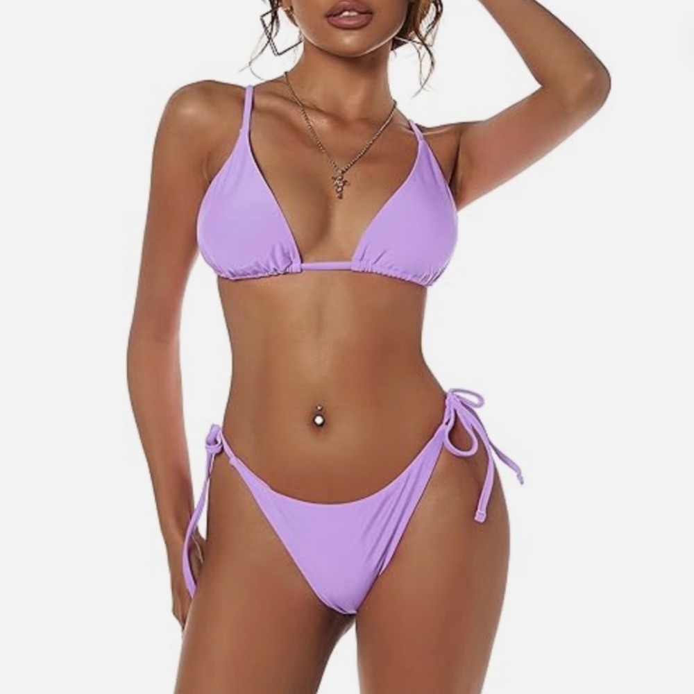 Women’s‎ Lavender Two Piece Halter Bikini Set NWT Size S